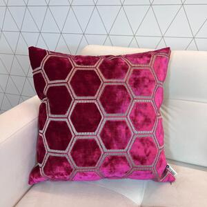 BOHOLOGY Růžový sametový povlak na polštář Hexagon 43 x 43 cm