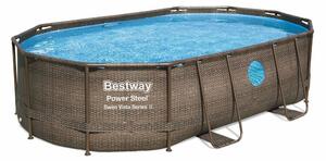 Bestway Oválný nadzemní bazén Power Steel Vista s pískovou filtrací, schůdky a plachtou