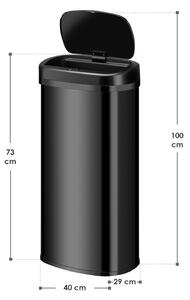 Čtvercový odpadkový koš se senzorem - 70 L - černý
