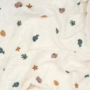 Béžová mušelínová dětská deka Done by Deer Sea friends 100 x 100 cm