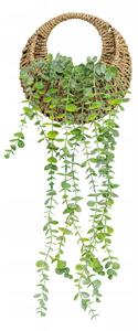 UMĚLÉ KVĚTINY EUKALYPTUS V PLETENÉM KVĚTINÁČ K ZAVĚŠENÍ 70 cm