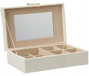 ŠPERKOVNICE NA BIŽUTERII POLYESTER 25X7,5X15,5 CM SE ZRCÁTKEM A PŘIHRÁDKAMI