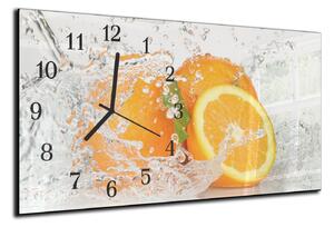 Nástěnné hodiny pomeranče ve vodě 30x60cm - plexi