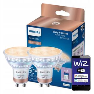 2x LED žárovka GU10 4,7W = 50W 2700-6500K CCT 36° SMART WiFi Philips WiZ
