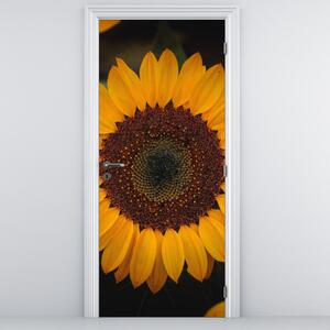 Fototapeta na dveře - Slunečnice a lístky květů (95x205cm)