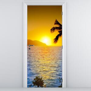 Fototapeta na dveře - Západ slunce nad mořem (95x205cm)