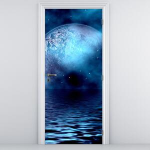 Fototapeta na dveře - Měsíc nad hladinou moře (95x205cm)