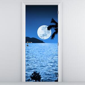 Fototapeta na dveře - Měsíc nad mořskou hladinou (95x205cm)