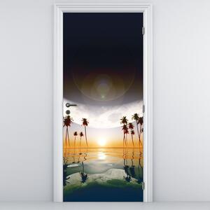 Fototapeta na dveře - Měsíc nad palmami (95x205cm)