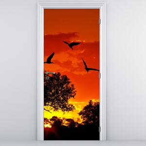 Fototapeta na dveře - Ptáci při západu slunce (95x205cm)