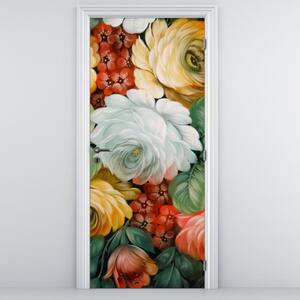 Fototapeta na dveře - Malovaná kytice květin (95x205cm)