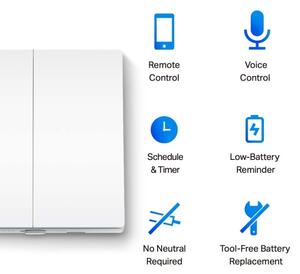 TP-Link - Chytrý světelný vypínač dvoutlačítkový 2xAAA Wi-Fi