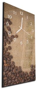 Nástěnné hodiny 30x60cm zrna káva na jutě - plexi