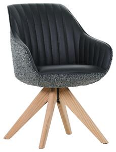 ŽIDLE S PODRUČKAMI, žinylka, vzhled kůže, černá, barvy dubu home24 - Jídelní židle, Online Only