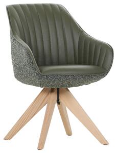ŽIDLE S PODRUČKAMI, žinylka, vzhled kůže, zelená, barvy dubu home24 - Jídelní židle, Online Only