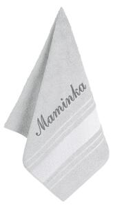 BELLATEX Froté ručník mozaika se jménem MAMINKA světlá šedá Ručník - 50x100 cm