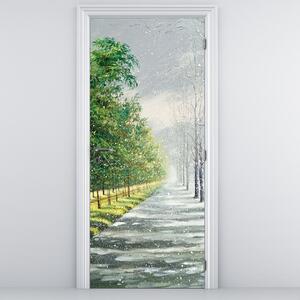 Fototapeta na dveře - Zima versus léto (95x205cm)