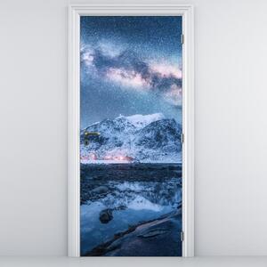 Fototapeta na dveře - Hory s hvězdnou oblohou (95x205cm)