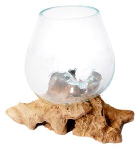VÁZA, dřevo, sklo, 15 cm Ambia Home - Skleněné vázy