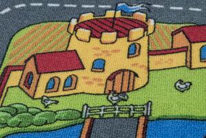 Makro Abra Dětský kusový koberec REBEL ROADS Country life 90 Vesnice Cesta protiskluzový šedý Rozměr: 95x133 cm