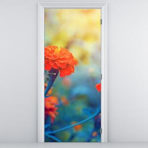 Fototapeta na dveře - Oranžové květy (95x205cm)