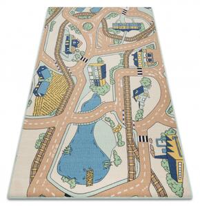 Makro Abra Dětský kusový koberec REBEL ROADS Playtime 32 Město uličky protiskluzový béžový Rozměr: 95x133 cm