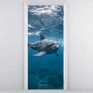 Fototapeta na dveře - Delfín pod hladinou (95x205cm)