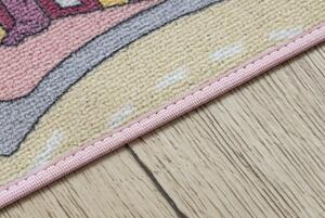Makro Abra Dětský kusový koberec REBEL ROADS Playtime 63 Město uličky protiskluzový růžový béžový Rozměr: 95x133 cm