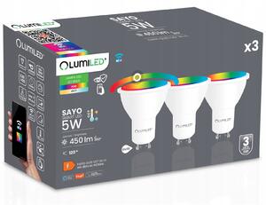 3x LED žárovka GU10 5W = 40W RGB CCT stmívatelná chytrá WiFi LUMILED