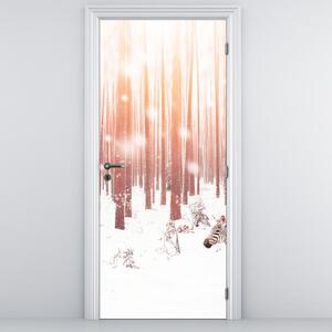 Fototapeta na dveře - Zebra v zasněženém lese (95x205cm)