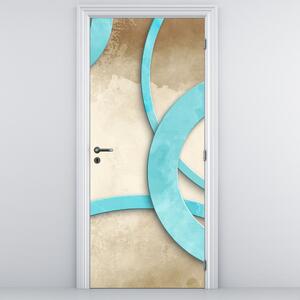 Fototapeta na dveře - Modré kruhy na aquarelu (95x205cm)