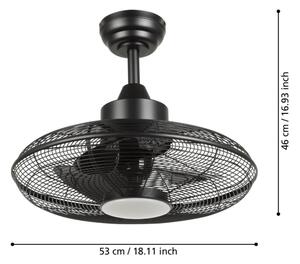Eglo 35133 - LED Stropní ventilátor IGELDO LED/15W/230V pr. 53 cm černá + DO