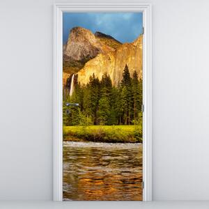 Fototapeta na dveře - Skály u jezera (95x205cm)