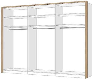 ŠATNÍ SKŘÍŇ S OTOČNÝMI DVEŘMI, dub, barvy dubu, světle šedá, 301,5/222/60 cm Dieter Knoll - Šatní skříně