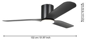 Eglo 35176 - LED Stm. stropní ventilátor KAWANA LED/17W/230V pr. 132 cm černá+DO