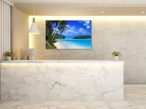 Obraz skleněný moře a palmy - 30 x 60 cm