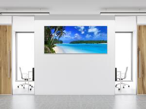 Obraz skleněný moře a palmy - 30 x 60 cm