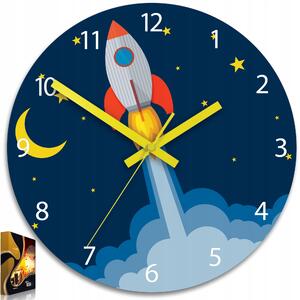 Nástěnné hodiny RAKETA do dětského pokoje MODERNÍ