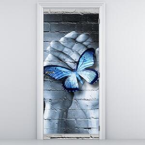 Fototapeta na dveře - Motýl na zdi (95x205cm)