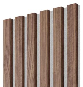 Akustický panel, dýha Americký ořech, šedý filc, 30x275 cm