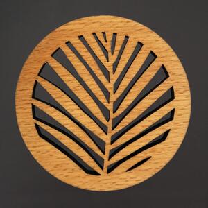 AMADEA Dřevěný podtácek kulatý list, masivní dřevo, průměr 10,5 cm