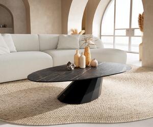 DELIFE Konferenční stolek Edge oválný 140x75 cm keramika Laminam® Noir Desir hnědá Parabi kov černá