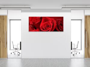Obraz skleněný detaily květů červených růží - 30 x 40 cm