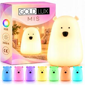 Noční Lampa Dětská LED stolní barevná RGB Medvídek Akumulátor USB Bílá