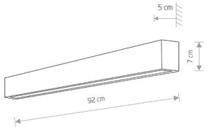 Rovné nástěnné svítidlo M, 92 cm, bílé