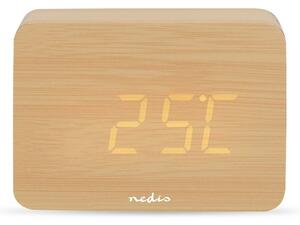 Nedis CLDK2008BN - Digitální budík s LED displejem a teploměrem 5V/3xAAA dřevo