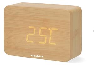 Nedis CLDK2008BN - Digitální budík s LED displejem a teploměrem 5V/3xAAA dřevo
