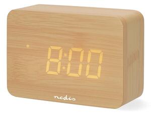 Nedis CLDK2008BN - Digitální budík s LED displejem a teploměrem 5V/3xAAA dřevo