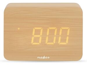 Nedis CLDK2008BN - Digitální budík s LED displejem a teploměrem 5V/3xAAA dřevo