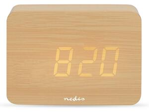 Nedis CLDK2008BN - Digitální budík s LED displejem a teploměrem 5V/3xAAA dřevo